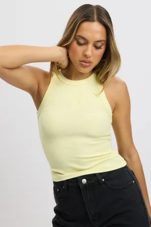 Yellow Rib Tank Sleeveless Trendy Top