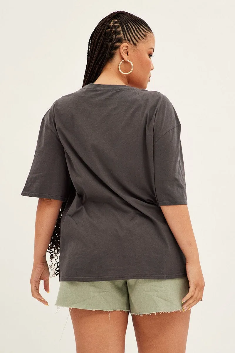 Tight fit sexiness Grey Graphic T-shirt Short Sleeve