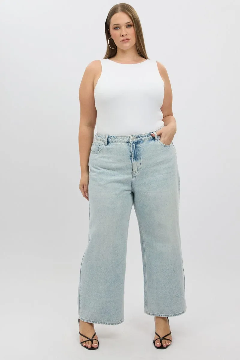 White Bodysuit Sleeveless Boat Neck Modal Weekend Wear Essential Shirt