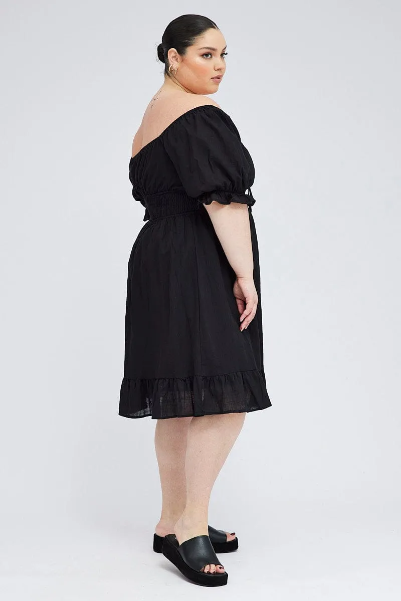 Black Mini Dress Bow Tie Peephole Front City Scene Fun Twist