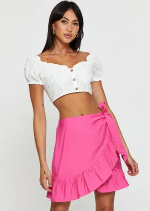 Sheer Overlay Dust Proof Fabric Pink Wrap Skirt Mini High Rise