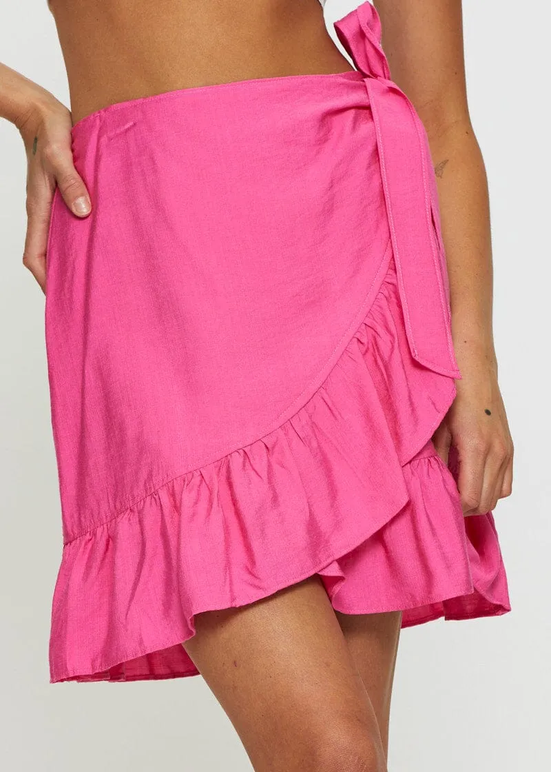 Pink Wrap Skirt Mini High Rise Easy Layers