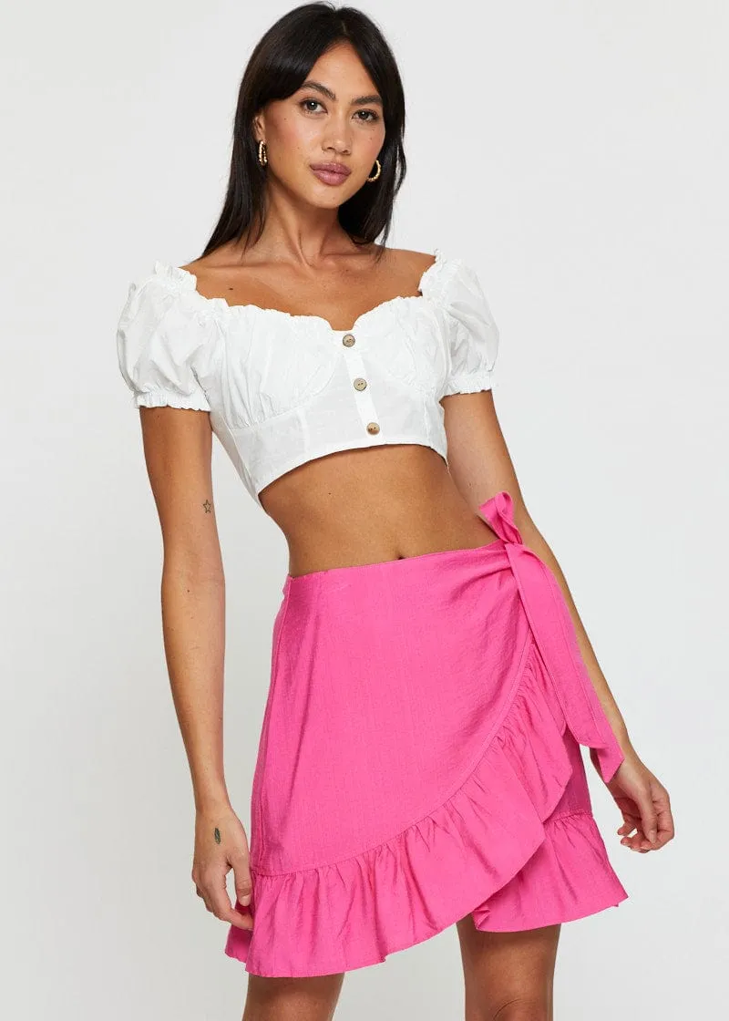 Sheer Overlay Dust Proof Fabric Pink Wrap Skirt Mini High Rise
