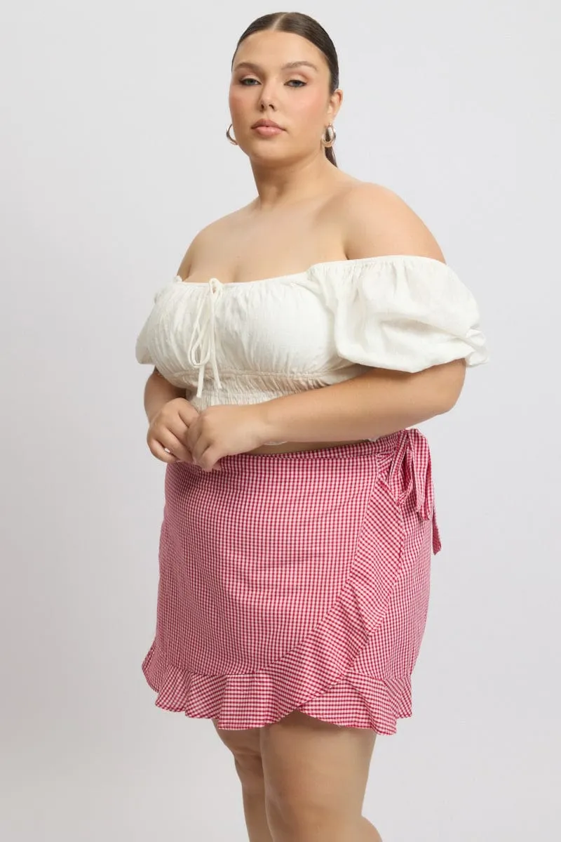 Red Check Wrap Gingham Mini Skirt Eco conscious Minimal Vibes