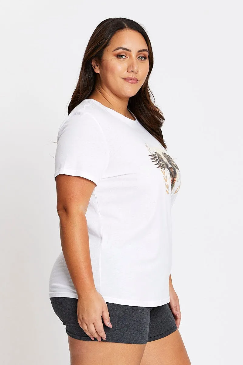 White Short Sleeve Tour T-shirt loose but not baggy