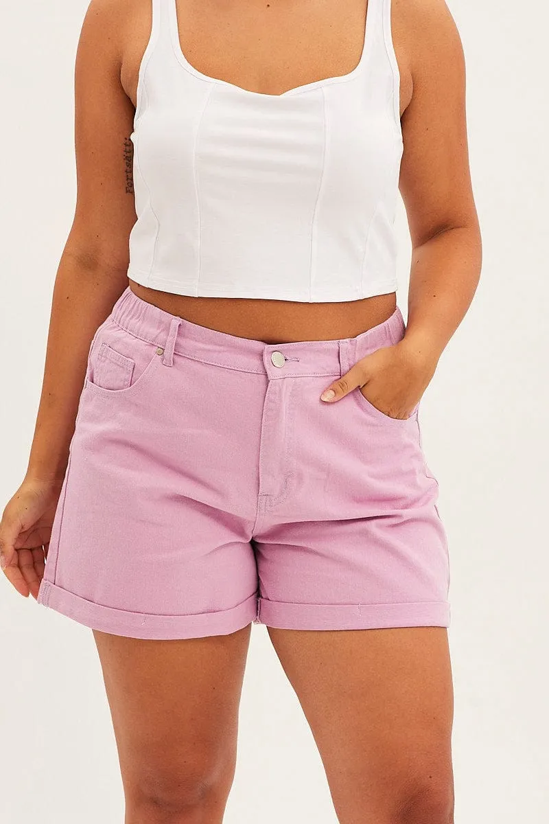 Organza Fit Purple Mom Denim Shorts High Rise