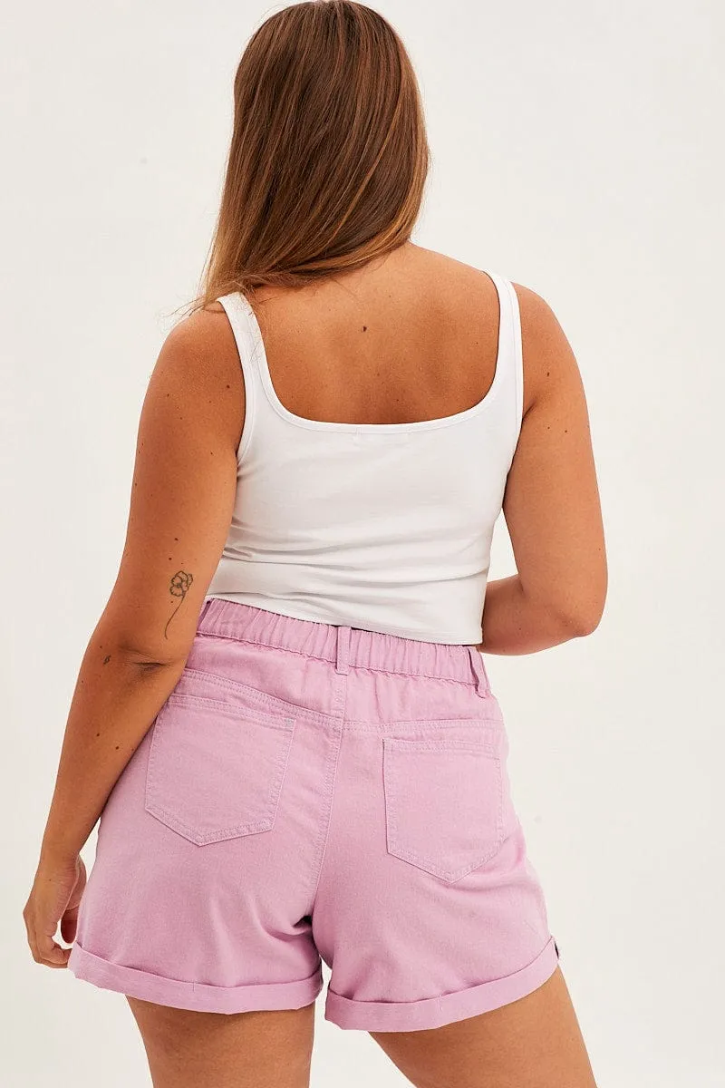 Purple Mom Denim Shorts High Rise Art Mood