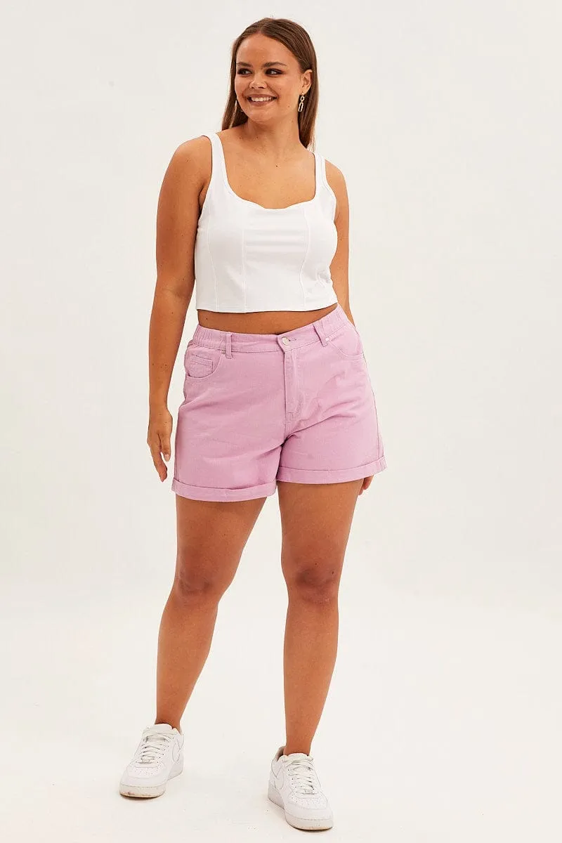 Energy Ease Purple Mom Denim Shorts High Rise