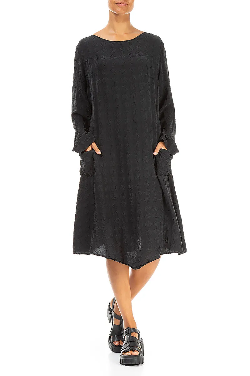 Warm Pants Recycled materials Side Pockets Bubble Black Silk Tunic Dress