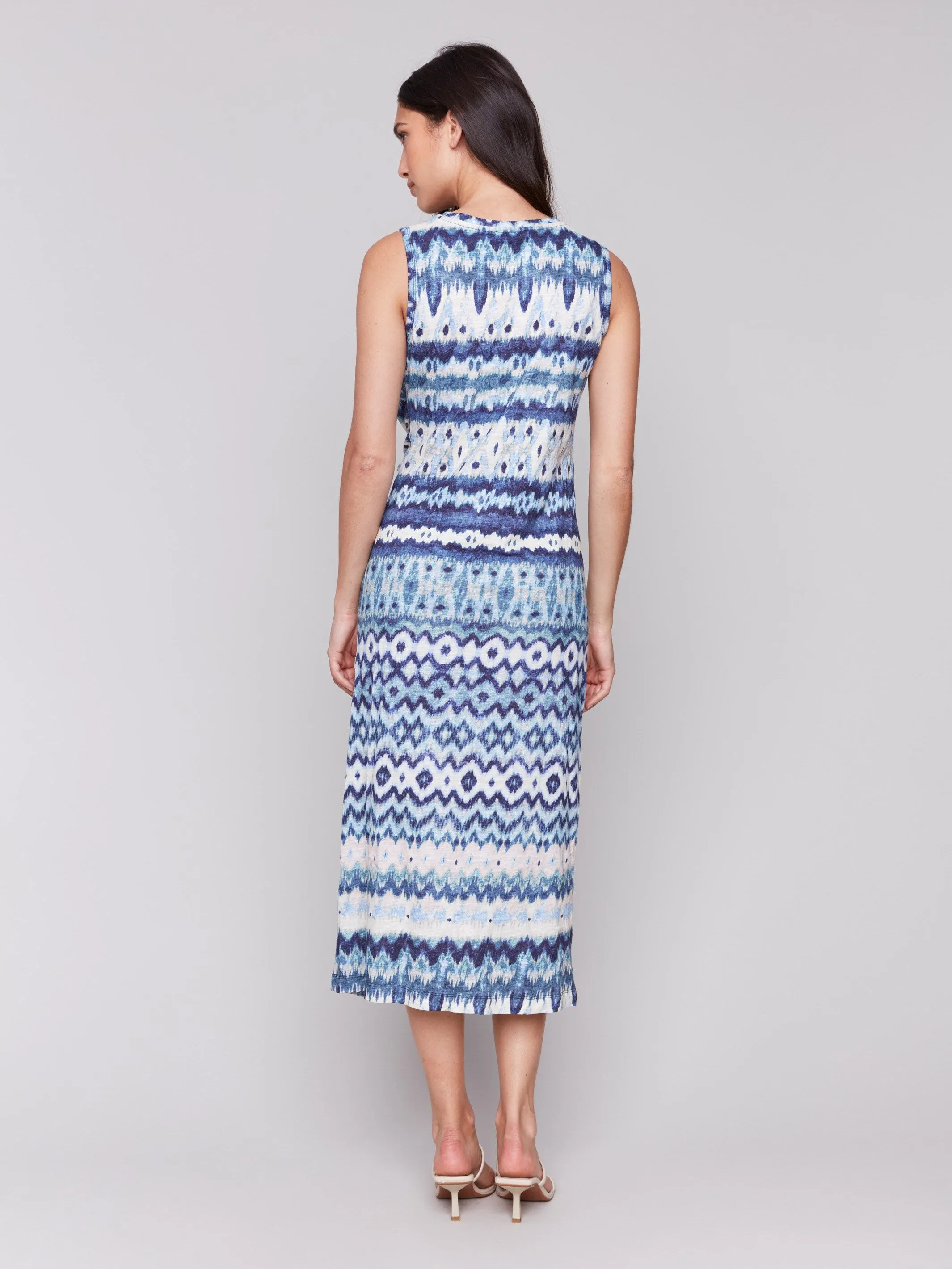 Sleeveless Cotton Dress with Faux Knot Detail - Lake Tahoe Zero Waste Elegant Skirt