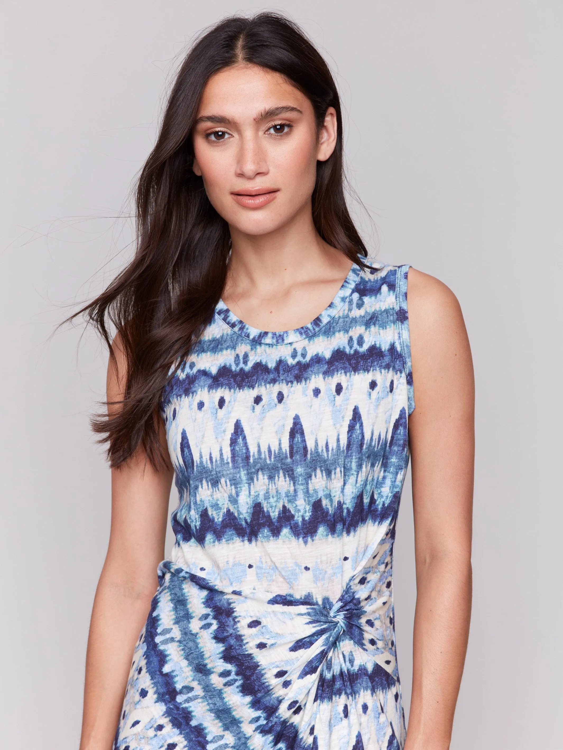 Athletic Apparel Fresh Glow Sleeveless Cotton Dress with Faux Knot Detail - Lake Tahoe