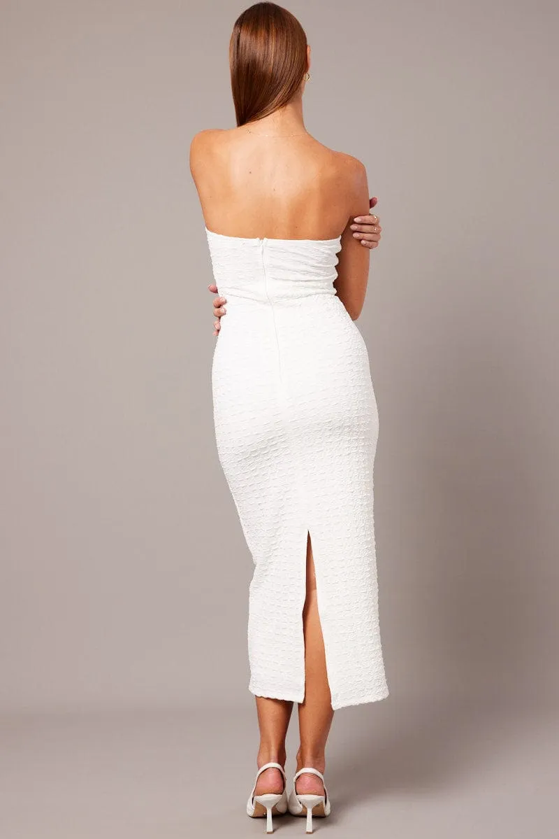Car Cool White Bodycon Dress Textured