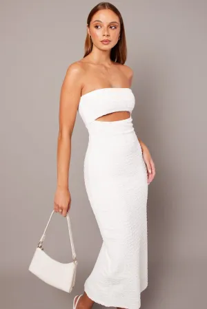 White Bodycon Dress Textured Casual Fit
