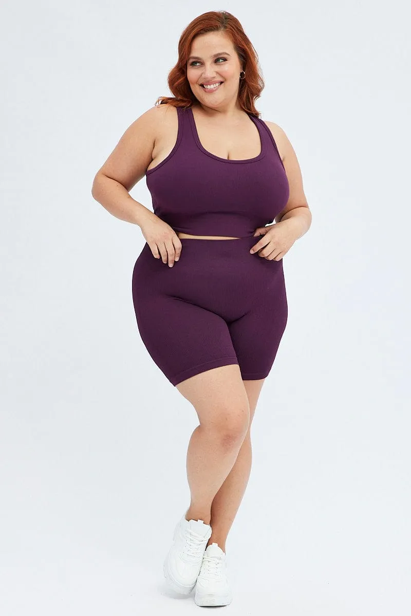 LowProfile Purple Crop Tank Top Seamless Activewear