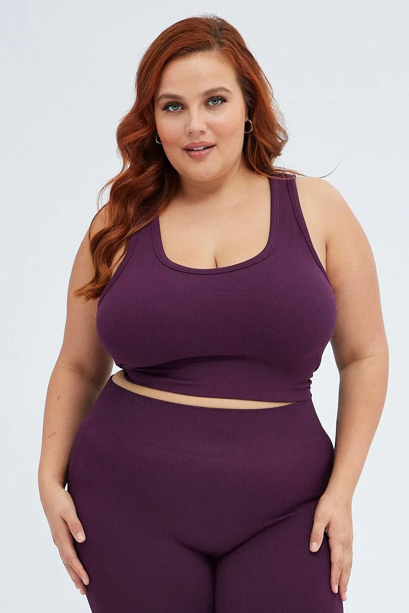 athletic shoes Purple Crop Tank Top Seamless Activewear