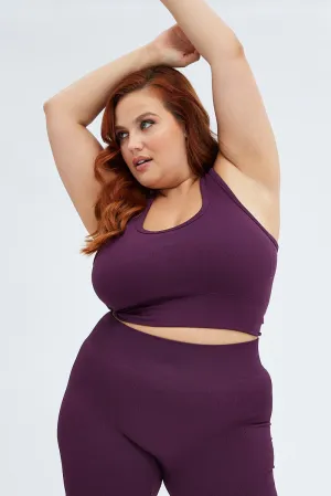 Silent Mood Purple Crop Tank Top Seamless Activewear