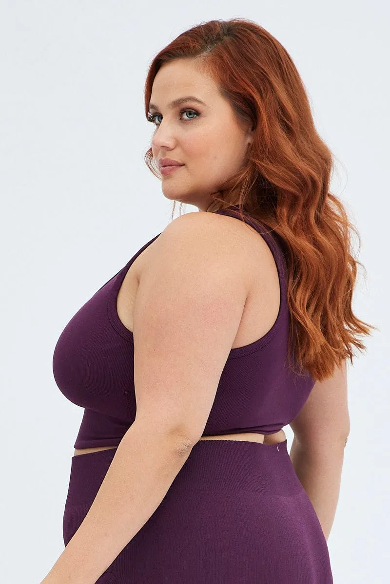 Purple Crop Tank Top Seamless Activewear Easy Fashion