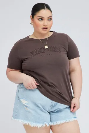 Brown Graphic T-shirt Short Sleeve Crew Neck Trendy Comfort Fit