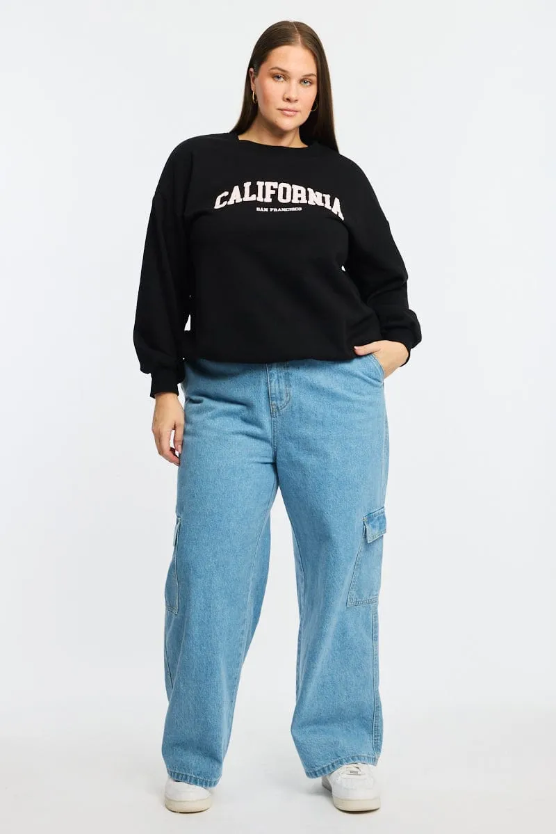 Black Sweatshirt Long Sleeve Crew Neck short sleeves