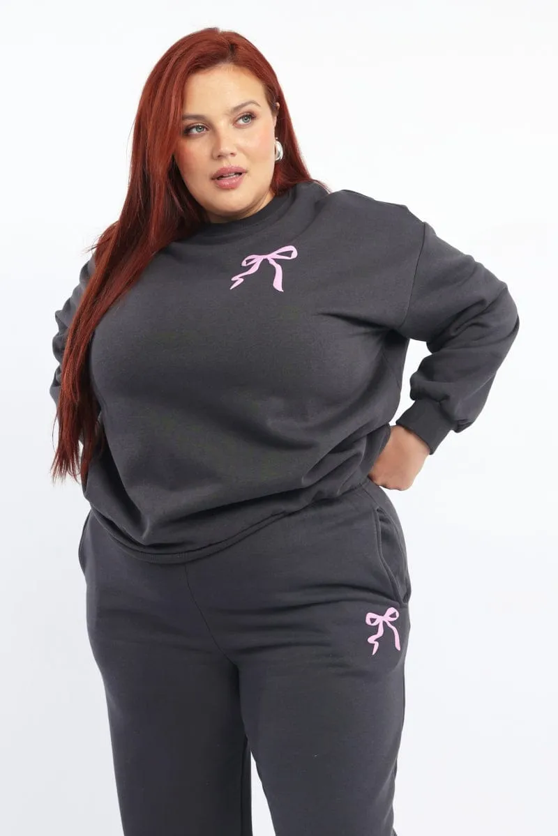 Comfy Wear Unisex Appeal Grey Sweatshirt Long Sleeve Crew Neck