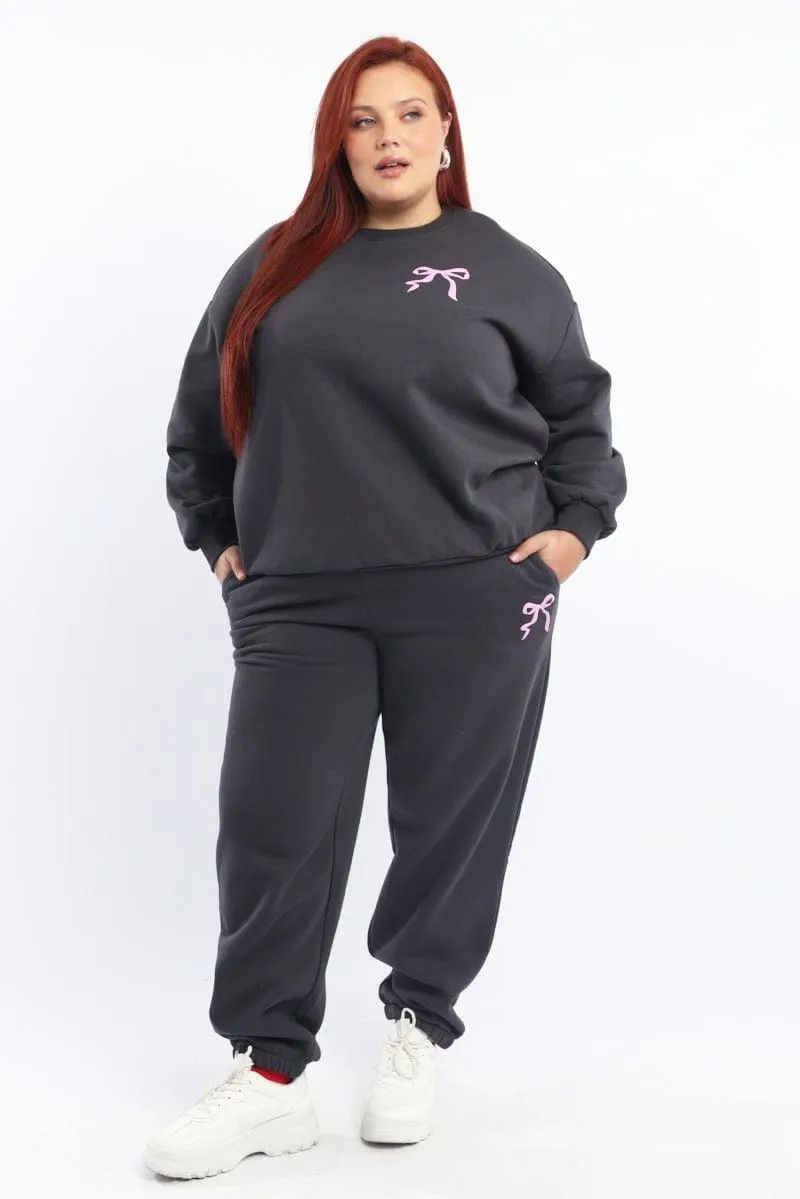 Grey Sweatshirt Long Sleeve Crew Neck Cozy Warmth Camping Comfort