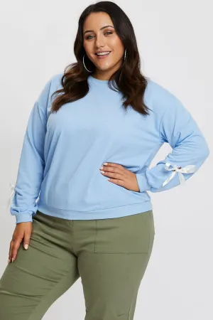 Blue Tie Sleeve Sweater Smart Casual