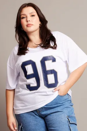 Fur combination White Graphic T-shirt Short Sleeve Crew Neck