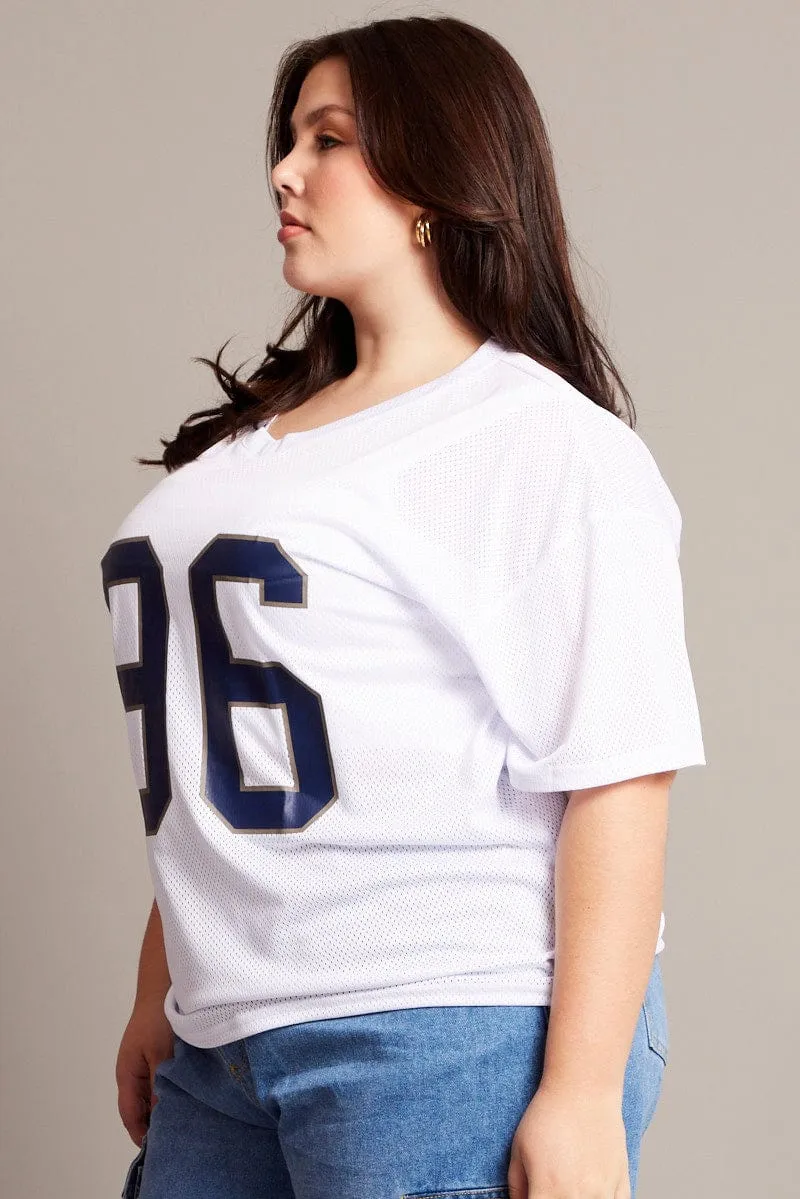 Sweat Absorbent Fade Resistant Print White Graphic T-shirt Short Sleeve Crew Neck