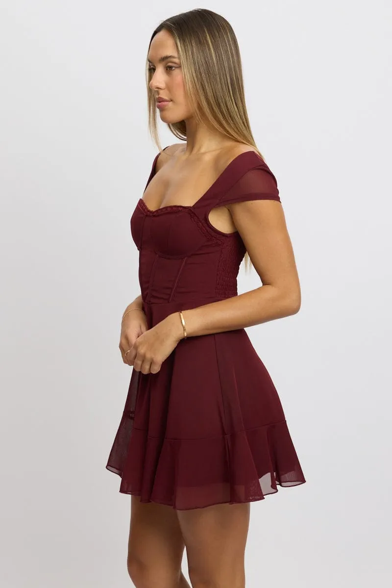Trendy weekend dress Red Fit And Flare Dress Mini Mesh