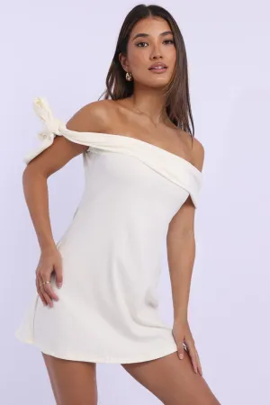 Pure Core Morning Walk Yellow Off the Shoulder Mini Dress