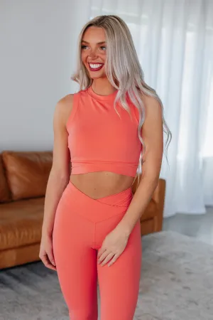 Contoured Hemline Mallory Crossover Tank - Watermelon