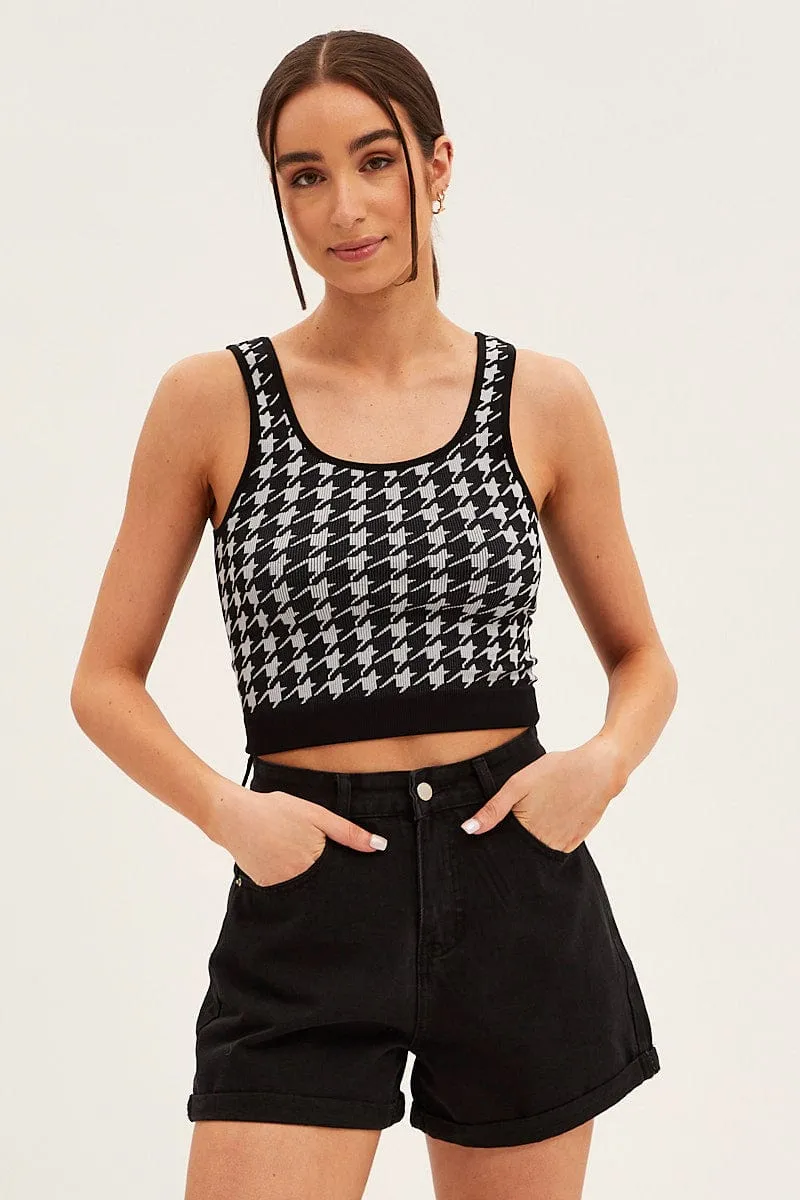 Wild Mood Check Tank Crop Top Seamless