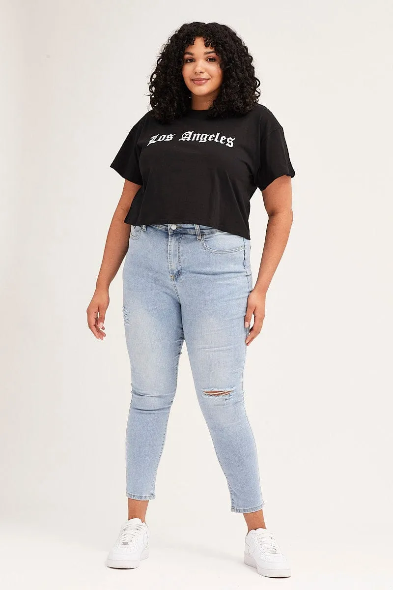 Layering Must-Have Black Short Sleeve Gothic Crop T-shirt