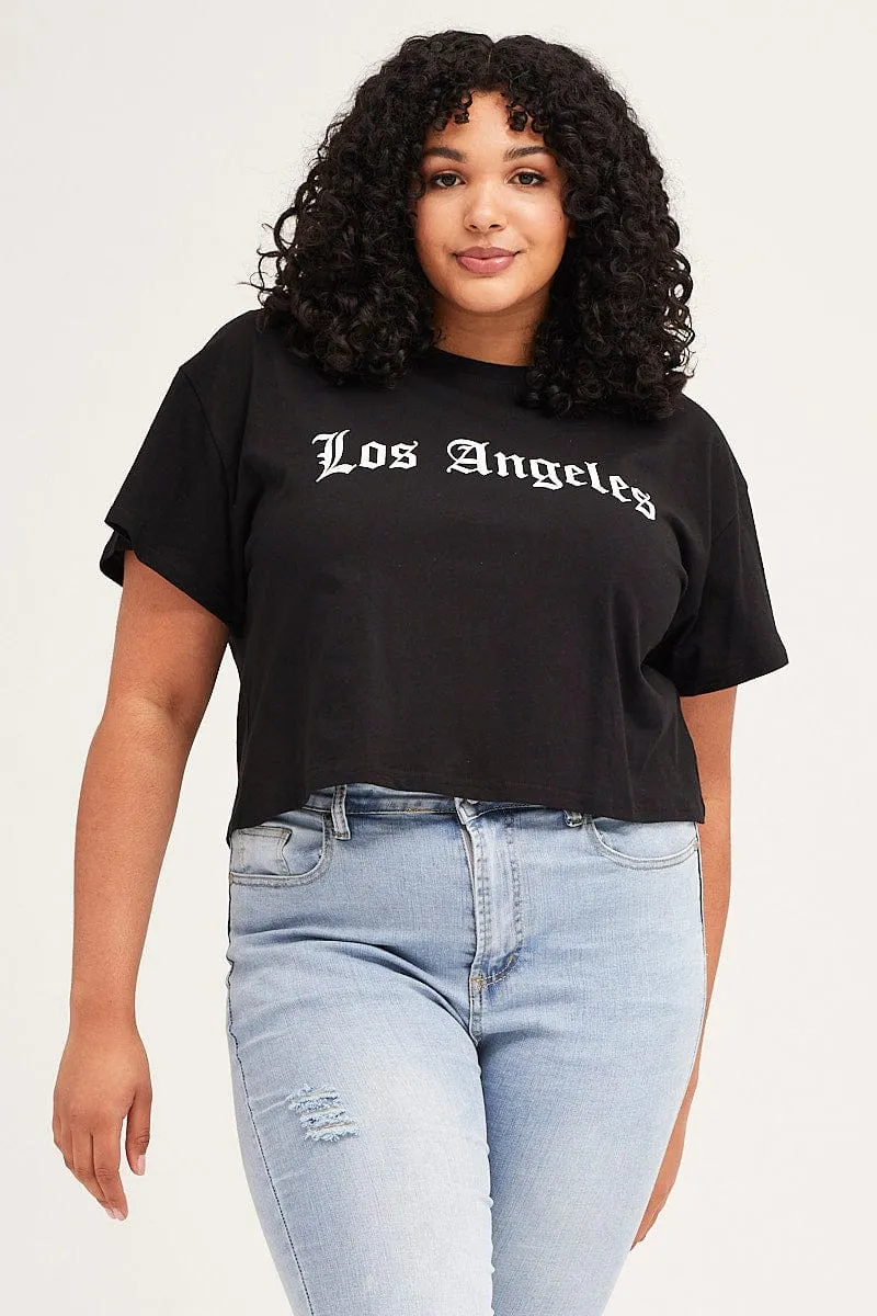 Versatile Layering Black Short Sleeve Gothic Crop T-shirt