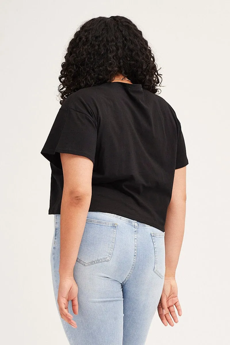 Effortless Vibe Everyday Comfort Black Short Sleeve Gothic Crop T-shirt