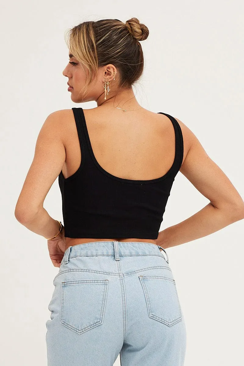 Black Tank Rib Notch Cropped Rib AbrasiveReinforcedZones Effortless Design