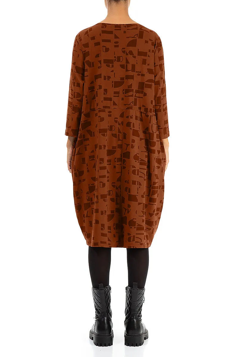 Balloon Aged Copper Letters Cotton Dress Classic Design All-Weather Wear
