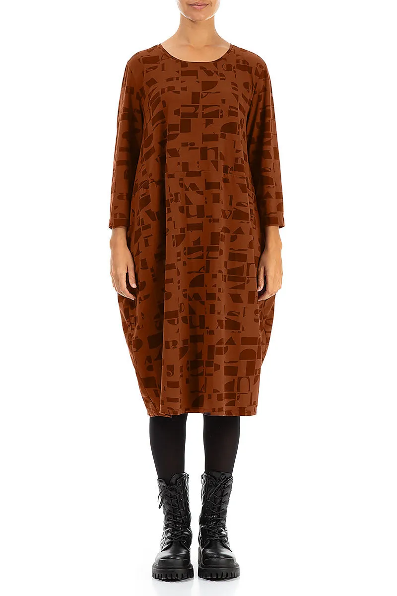 Balloon Aged Copper Letters Cotton Dress Stylish Look