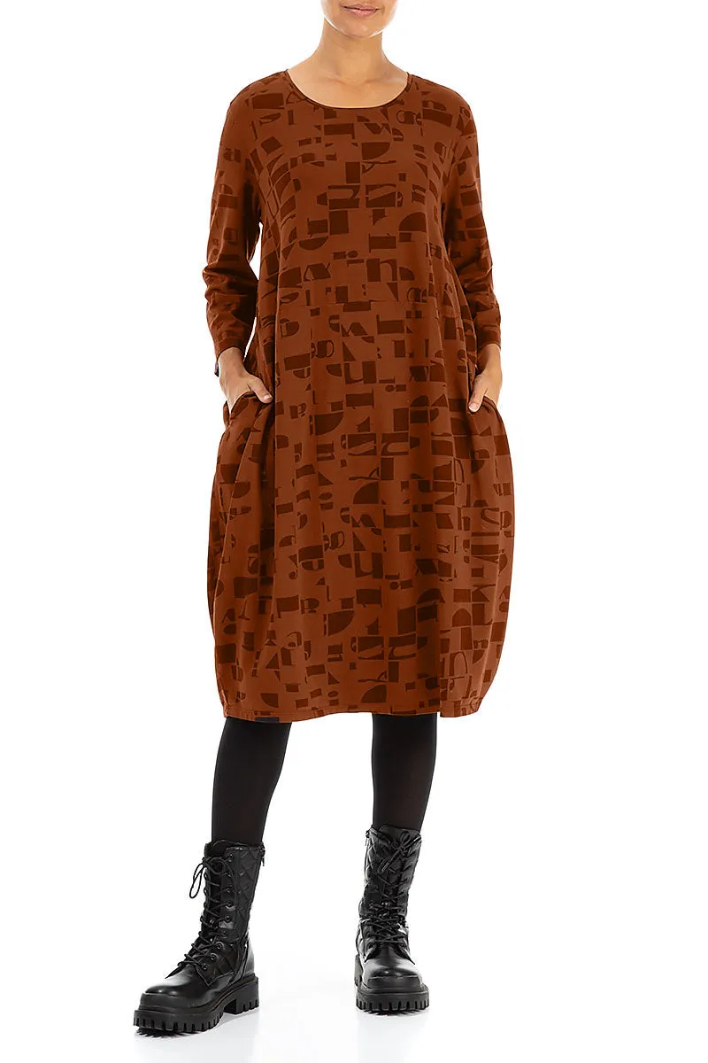 Zero Waste Balloon Aged Copper Letters Cotton Dress