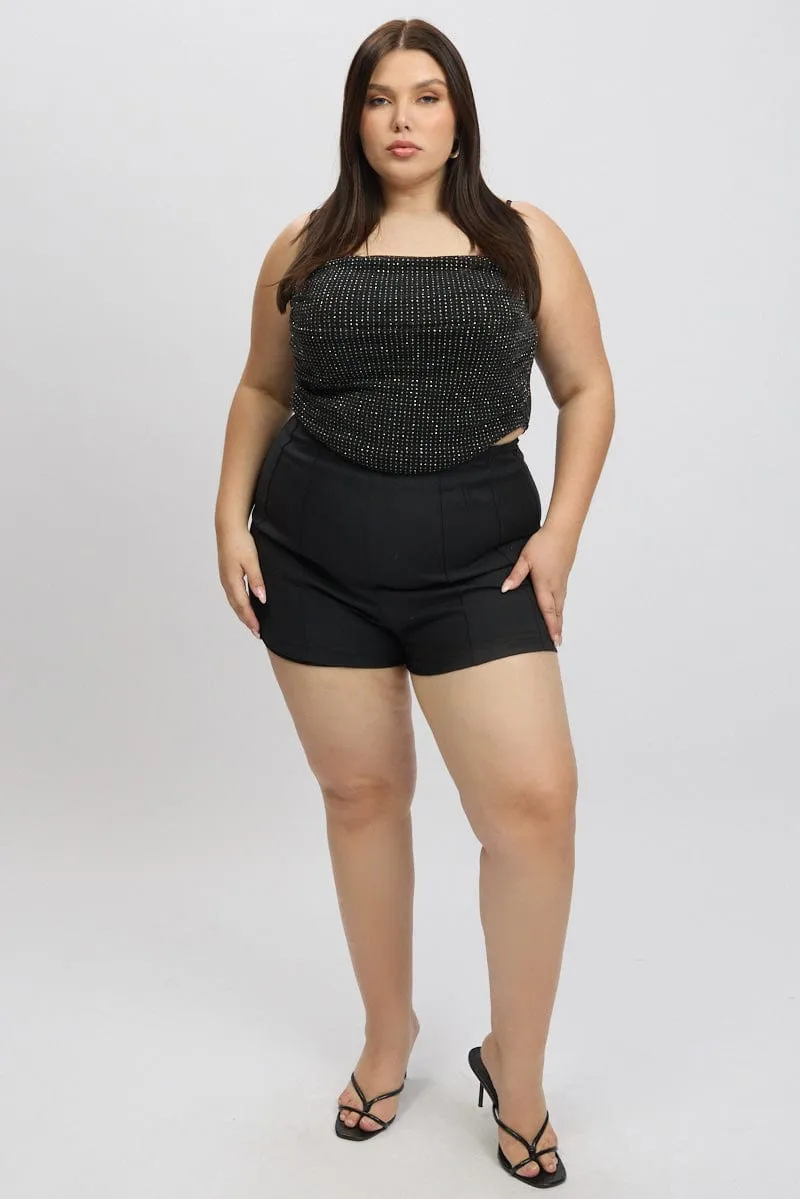 Business Outfit Style Mood Black Cowl Cami Top Metallic