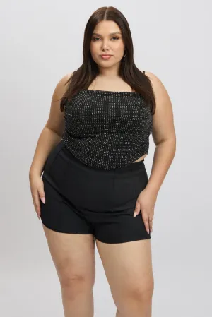 NonIrritating Seams Black Cowl Cami Top Metallic