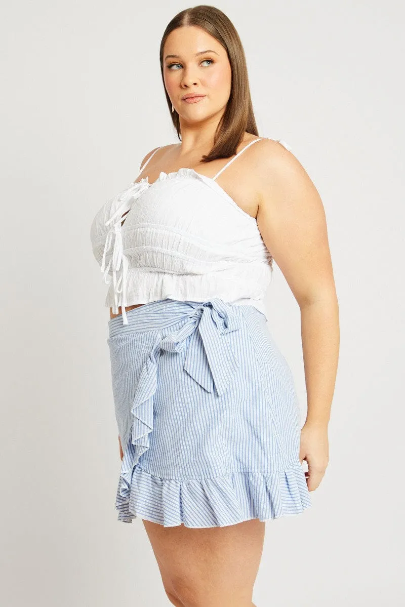 White Cami Top Ruched Tie Front Textured Ocean Air Street Icon