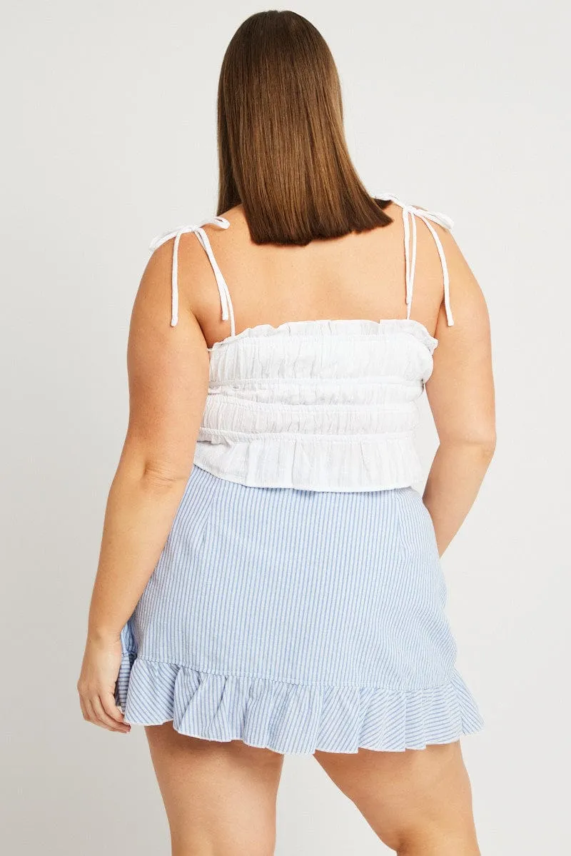 Body Free AntimicrobialCoating White Cami Top Ruched Tie Front Textured