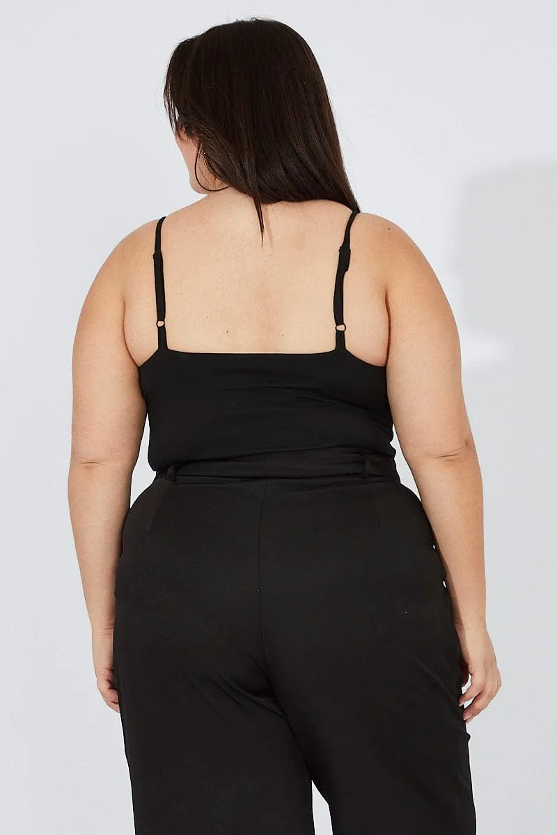 Black Bodysuit Scoop Neck Supersoft Saga Fit Reflective accents