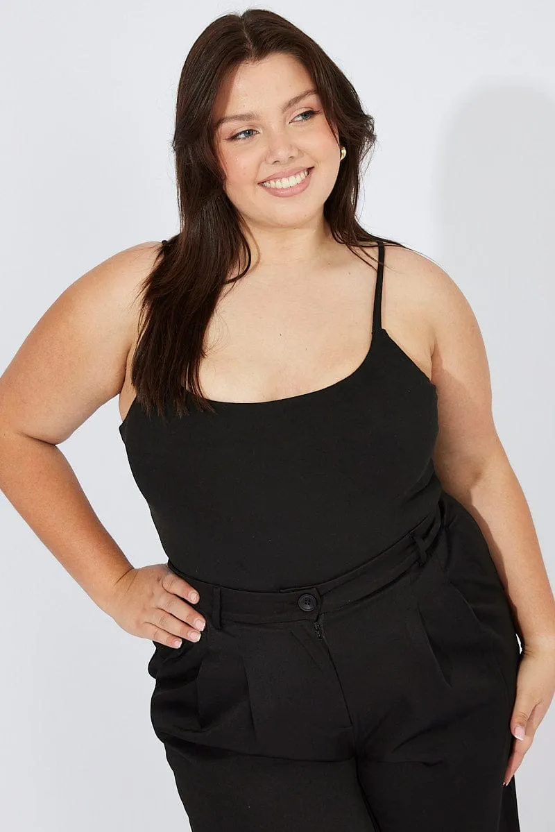Roomy Design Black Bodysuit Scoop Neck Supersoft