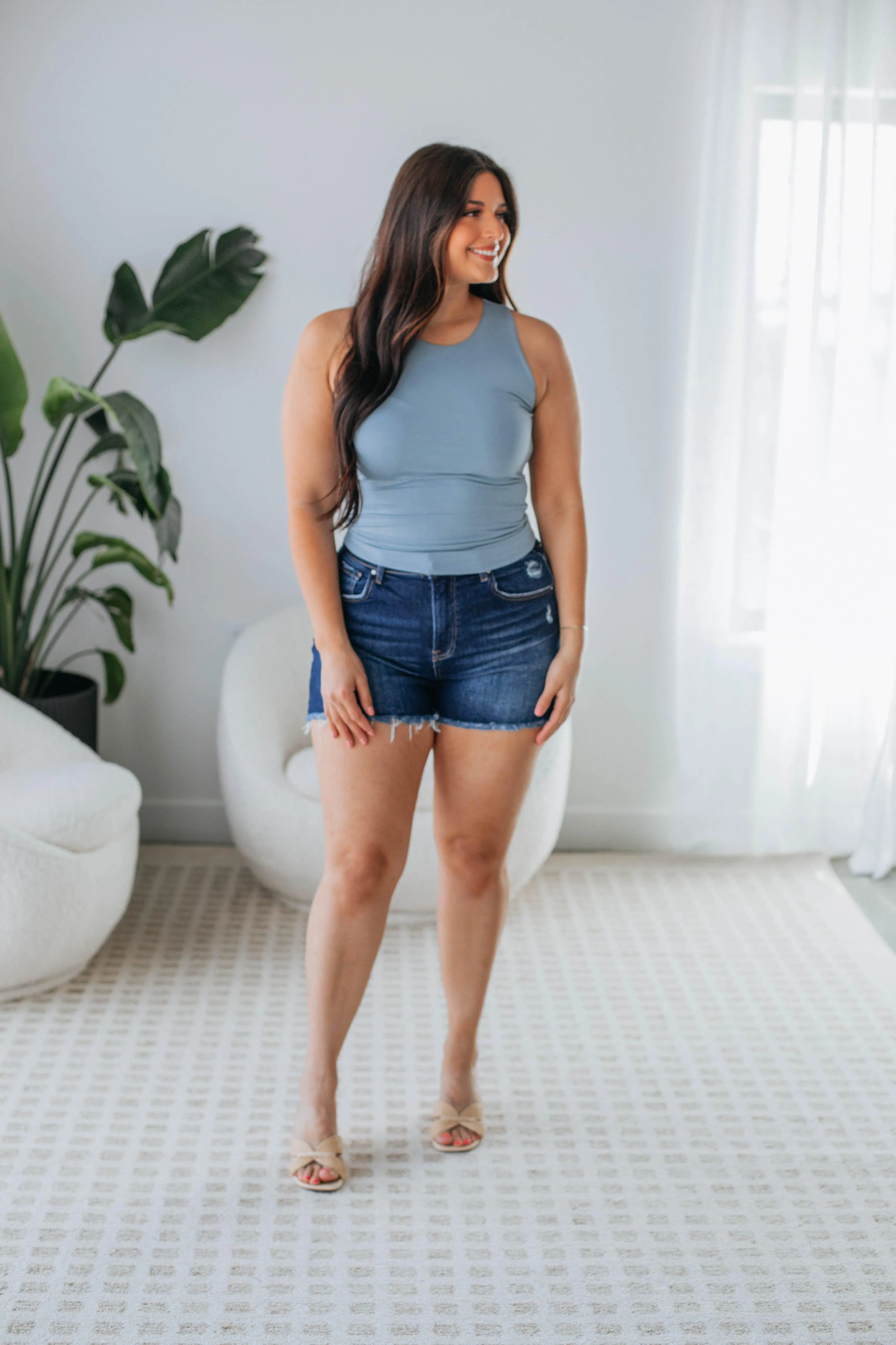 Thick Fiber Hero Tale Demi Basic Tank - Vintage Blue