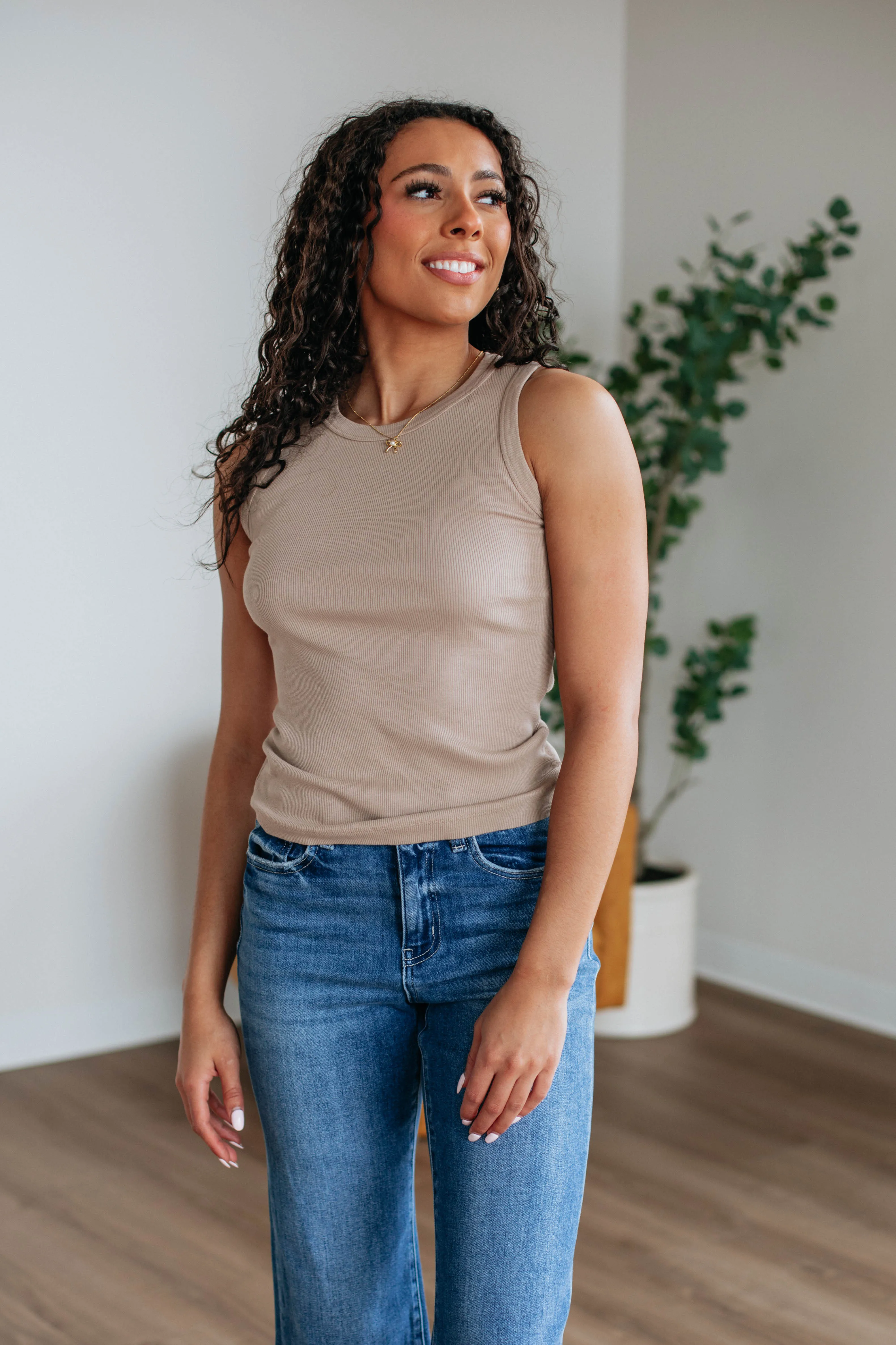 Outdoor Use Brighton Ribbed Tank - Taupe