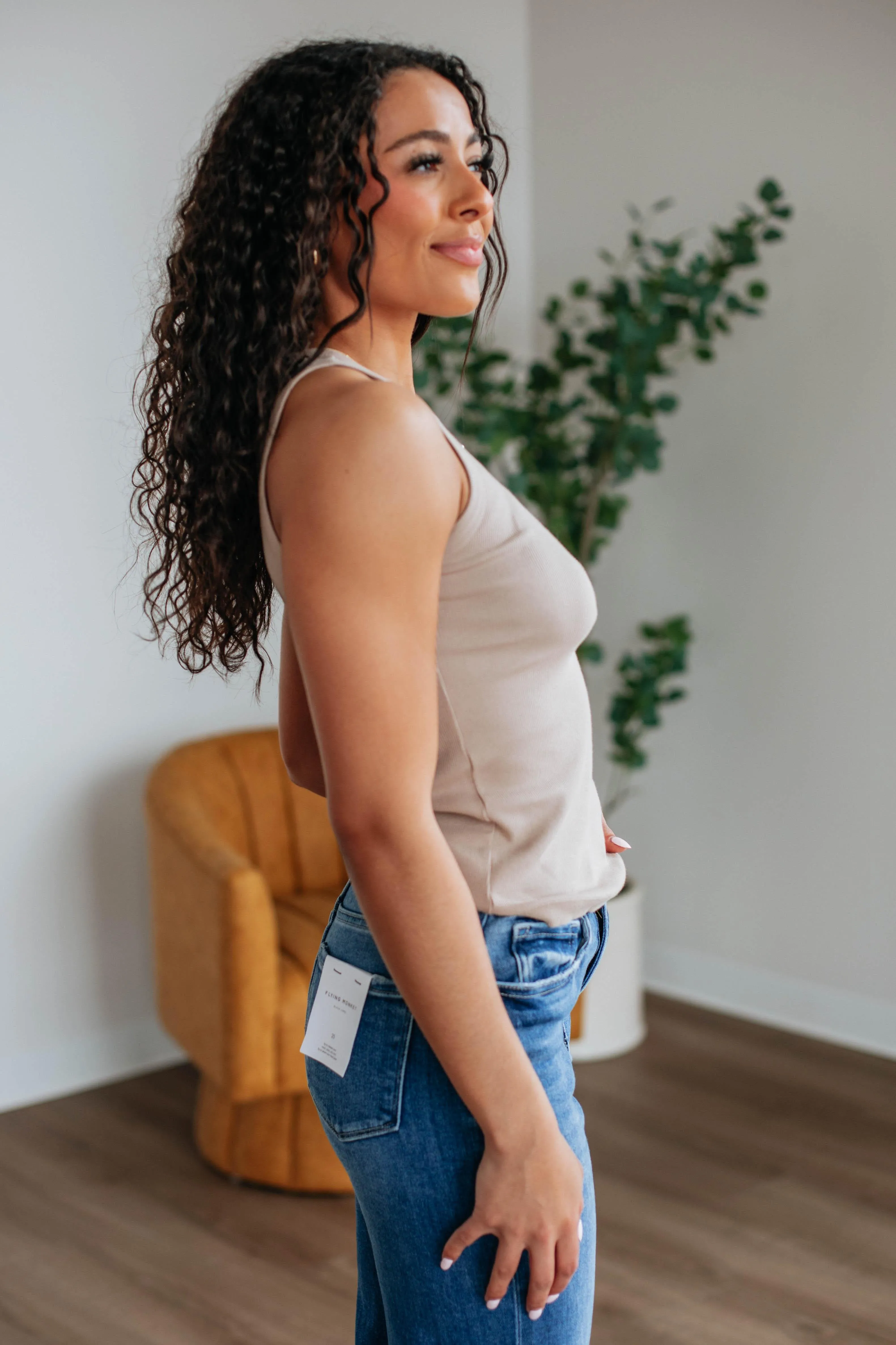 Brighton Ribbed Tank - Taupe maintenance free