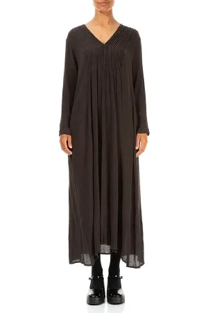 CompactPackability Functional Fashion Romantic Forest Brown Silk Viscose Dress
