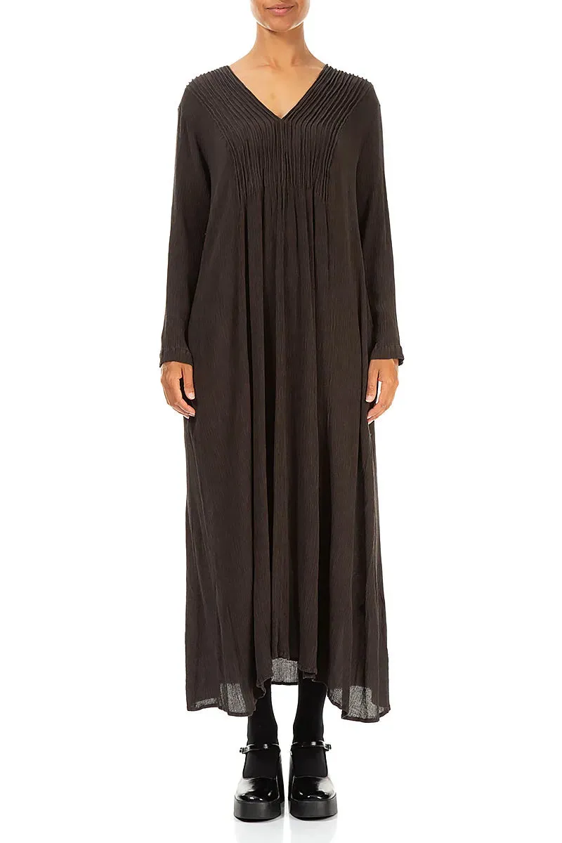 CompactPackability Functional Fashion Romantic Forest Brown Silk Viscose Dress